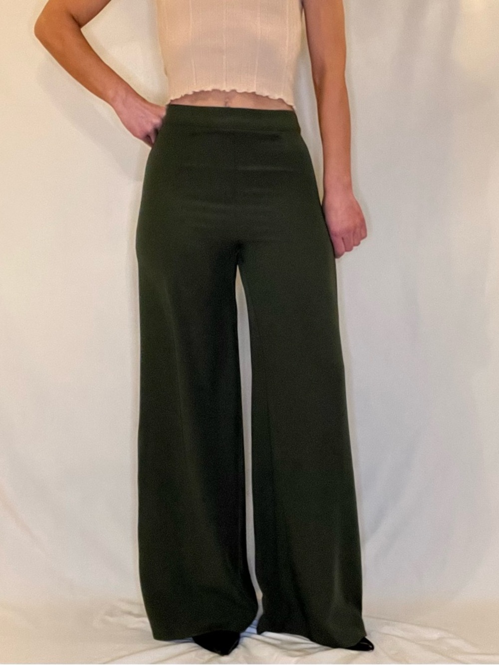 Forever 21 High Rise Wide Leg Flat Front Trouser Dress Pants Women's Small - Picture 9 of 10